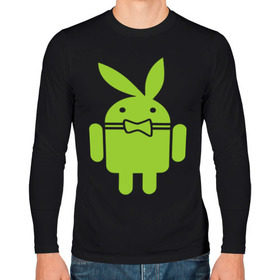 Мужской лонгслив хлопок с принтом Android Playboy , 100% хлопок |  | Тематика изображения на принте: android | play | андроид | плейбой