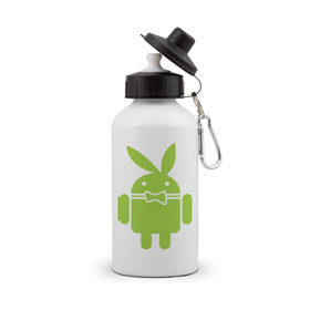 Бутылка спортивная с принтом Android Playboy , металл | емкость — 500 мл, в комплекте две пластиковые крышки и карабин для крепления | Тематика изображения на принте: android | play | андроид | плейбой