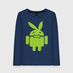 Женский лонгслив хлопок с принтом Android Playboy , 100% хлопок |  | android | play | андроид | плейбой