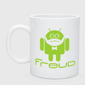 Кружка с принтом Android Freud , керамика | объем — 330 мл, диаметр — 80 мм. Принт наносится на бока кружки, можно сделать два разных изображения | android | андроид