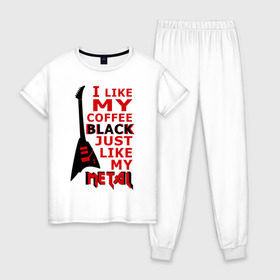 Женская пижама хлопок с принтом Mindless Self Indulgence - Coffee black , 100% хлопок | брюки и футболка прямого кроя, без карманов, на брюках мягкая резинка на поясе и по низу штанин | metal | rock | метал | музыка | рок