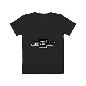Детская футболка хлопок с принтом Chevrolet лого , 100% хлопок | круглый вырез горловины, полуприлегающий силуэт, длина до линии бедер | Тематика изображения на принте: chevrolet | chevrolet лого | логотип chevrolet | логотип шевроле