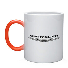 Кружка хамелеон с принтом Chrysler лого , керамика | меняет цвет при нагревании, емкость 330 мл | Тематика изображения на принте: chrysler | краислер | логотип chrysler | логотип краислер