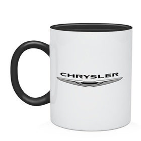 Кружка двухцветная с принтом Chrysler лого , керамика | объем — 330 мл, диаметр — 80 мм. Цветная ручка и кайма сверху, в некоторых цветах — вся внутренняя часть | Тематика изображения на принте: chrysler | краислер | логотип chrysler | логотип краислер