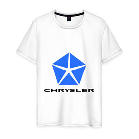 Мужская футболка хлопок с принтом Chrysler логотип , 100% хлопок | прямой крой, круглый вырез горловины, длина до линии бедер, слегка спущенное плечо. | Тематика изображения на принте: chrysler | краислер | логотип chrysler | логотип краислер
