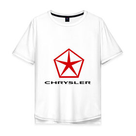 Мужская футболка хлопок Oversize с принтом Chrysler вертикальный , 100% хлопок | свободный крой, круглый ворот, “спинка” длиннее передней части | Тематика изображения на принте: chrysler | автомобиль chrysler | автомобиль краислер | краислер | логотип chrysler | логотип краислер