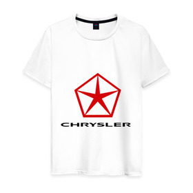 Мужская футболка хлопок с принтом Chrysler вертикальный , 100% хлопок | прямой крой, круглый вырез горловины, длина до линии бедер, слегка спущенное плечо. | chrysler | автомобиль chrysler | автомобиль краислер | краислер | логотип chrysler | логотип краислер