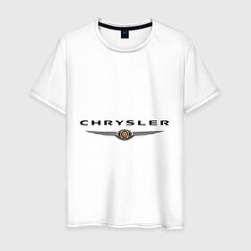 Мужская футболка хлопок с принтом Chrysler logo , 100% хлопок | прямой крой, круглый вырез горловины, длина до линии бедер, слегка спущенное плечо. | chrysler | автомобиль chrysler | автомобиль краислер | краислер | логотип chrysler | логотип краислер