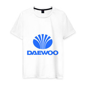 Мужская футболка хлопок с принтом Logo daewoo , 100% хлопок | прямой крой, круглый вырез горловины, длина до линии бедер, слегка спущенное плечо. | daewoo | автомобиль daewoo | автомобиль дейву | дайву | логотип daewoo | логотип дайву | логотип дейву