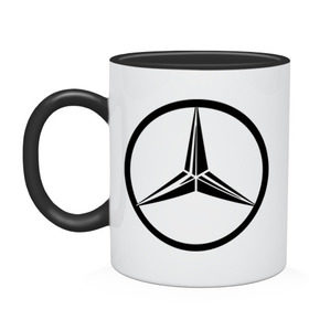Кружка двухцветная с принтом Mercedes-Benz logo , керамика | объем — 330 мл, диаметр — 80 мм. Цветная ручка и кайма сверху, в некоторых цветах — вся внутренняя часть | Тематика изображения на принте: mercedes | mercedes benz | логотип mercedes | логотип mercedes benz | логотип мерседерс бенс | мерен | мерседерс | мерседерс бенс