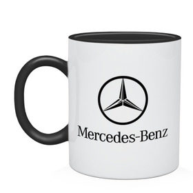 Кружка двухцветная с принтом Logo Mercedes-Benz , керамика | объем — 330 мл, диаметр — 80 мм. Цветная ручка и кайма сверху, в некоторых цветах — вся внутренняя часть | mercedes | mercedes benz | логотип mercedes | логотип mercedes benz | логотип мерседерс бенс | мерен | мерседерс | мерседерс бенс