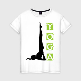 Женская футболка хлопок с принтом Woman Yoga , 100% хлопок | прямой крой, круглый вырез горловины, длина до линии бедер, слегка спущенное плечо | sport | женский силуэт | йога | спорт