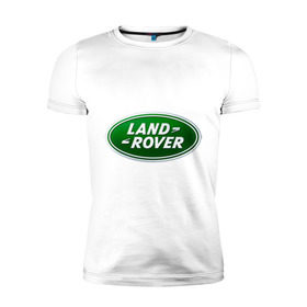 Мужская футболка премиум с принтом Logo Land Rover , 92% хлопок, 8% лайкра | приталенный силуэт, круглый вырез ворота, длина до линии бедра, короткий рукав | land rove | автомобиль land rove | автомобиль ланд ровер | ланд ровер