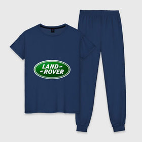 Женская пижама хлопок с принтом Logo Land Rover , 100% хлопок | брюки и футболка прямого кроя, без карманов, на брюках мягкая резинка на поясе и по низу штанин | land rove | автомобиль land rove | автомобиль ланд ровер | ланд ровер