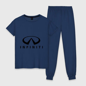 Женская пижама хлопок с принтом Infiniti logo , 100% хлопок | брюки и футболка прямого кроя, без карманов, на брюках мягкая резинка на поясе и по низу штанин | infiniti автомобиль | автомобиль инфинити | инфинити | логотип infiniti | логотип инфинити