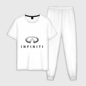Мужская пижама хлопок с принтом Logo Infiniti , 100% хлопок | брюки и футболка прямого кроя, без карманов, на брюках мягкая резинка на поясе и по низу штанин
 | infiniti автомобиль | автомобиль инфинити | инфинити | логотип infiniti | логотип инфинити