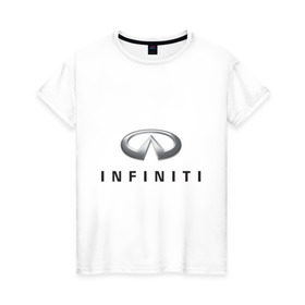 Женская футболка хлопок с принтом Logo Infiniti , 100% хлопок | прямой крой, круглый вырез горловины, длина до линии бедер, слегка спущенное плечо | infiniti автомобиль | автомобиль инфинити | инфинити | логотип infiniti | логотип инфинити