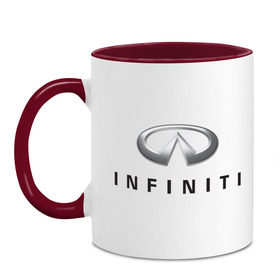Кружка двухцветная с принтом Logo Infiniti , керамика | объем — 330 мл, диаметр — 80 мм. Цветная ручка и кайма сверху, в некоторых цветах — вся внутренняя часть | infiniti автомобиль | автомобиль инфинити | инфинити | логотип infiniti | логотип инфинити
