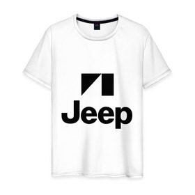 Мужская футболка хлопок с принтом Jeep logo , 100% хлопок | прямой крой, круглый вырез горловины, длина до линии бедер, слегка спущенное плечо. | jeep | автомобиль jeep | автомобиль джип | джип | логотип jeep | логотип джип