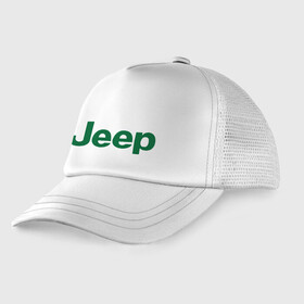 Детская кепка тракер с принтом Logo Jeep , Козырек - 100% хлопок. Кепка - 100% полиэстер, Задняя часть - сетка | универсальный размер, пластиковая застёжка | jeep | автомобиль jeep | автомобиль джип | джип | логотип jeep | логотип джип