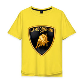 Мужская футболка хлопок Oversize с принтом Lamborghini logo , 100% хлопок | свободный крой, круглый ворот, “спинка” длиннее передней части | lamborghini | автомобиль lamborghini | ламборджини | ламборджини автомобиль | логотип lamborghini | логотип ламборджини