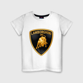 Детская футболка хлопок с принтом Lamborghini logo , 100% хлопок | круглый вырез горловины, полуприлегающий силуэт, длина до линии бедер | Тематика изображения на принте: lamborghini | автомобиль lamborghini | ламборджини | ламборджини автомобиль | логотип lamborghini | логотип ламборджини