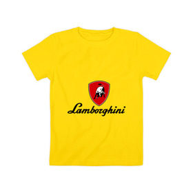 Детская футболка хлопок с принтом Logo lamborghini , 100% хлопок | круглый вырез горловины, полуприлегающий силуэт, длина до линии бедер | lamborghini | автомобиль lamborghini | ламборджини | ламборджини автомобиль | логотип lamborghini | логотип ламборджини
