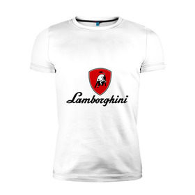 Мужская футболка премиум с принтом Logo lamborghini , 92% хлопок, 8% лайкра | приталенный силуэт, круглый вырез ворота, длина до линии бедра, короткий рукав | lamborghini | автомобиль lamborghini | ламборджини | ламборджини автомобиль | логотип lamborghini | логотип ламборджини