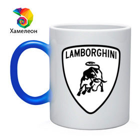 Кружка хамелеон с принтом Lamborghini лого , керамика | меняет цвет при нагревании, емкость 330 мл | lamborghini | автомобиль lamborghini | ламборджини | ламборджини автомобиль | логотип lamborghini | логотип ламборджини