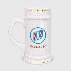 Кружка пивная с принтом Logo buick ,  керамика (Материал выдерживает высокую температуру, стоит избегать резкого перепада температур) |  объем 630 мл | buick | автомобиль buick | логотип buick