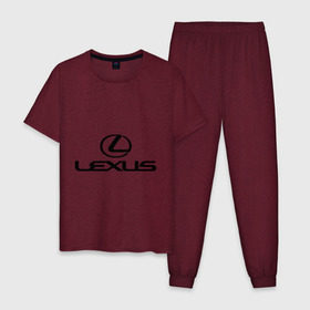 Мужская пижама хлопок с принтом Lexus logo , 100% хлопок | брюки и футболка прямого кроя, без карманов, на брюках мягкая резинка на поясе и по низу штанин
 | lexus | автобренды | автолюбителям | бренд | лексус | логотип