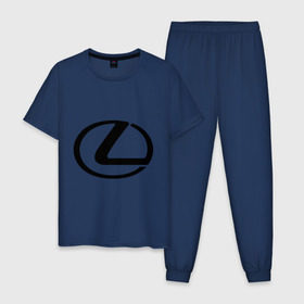 Мужская пижама хлопок с принтом Logo lexus , 100% хлопок | брюки и футболка прямого кроя, без карманов, на брюках мягкая резинка на поясе и по низу штанин
 | Тематика изображения на принте: lexus | автобренды | автолюбителям | бренд | лексус | логотип