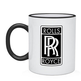 Кружка двухцветная с принтом Rolls-Royce , керамика | объем — 330 мл, диаметр — 80 мм. Цветная ручка и кайма сверху, в некоторых цветах — вся внутренняя часть | rolls royce | rr | автобренды | автолюбителям | бренд | логотип | ролл ройс | ролс ройс