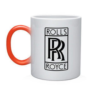 Кружка хамелеон с принтом Rolls-Royce logo , керамика | меняет цвет при нагревании, емкость 330 мл | rolls royce | rr | автобренды | автолюбителям | бренд | логотип | ролл ройс | ролс ройс
