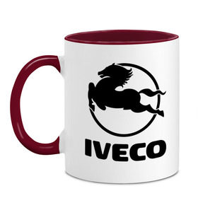 Кружка двухцветная с принтом Iveco , керамика | объем — 330 мл, диаметр — 80 мм. Цветная ручка и кайма сверху, в некоторых цветах — вся внутренняя часть | Тематика изображения на принте: iveco | автобренды | автолюбителям | бренд | ивеко | логотип