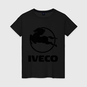 Женская футболка хлопок с принтом Iveco , 100% хлопок | прямой крой, круглый вырез горловины, длина до линии бедер, слегка спущенное плечо | iveco | автобренды | автолюбителям | бренд | ивеко | логотип