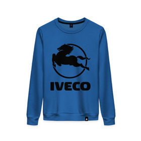 Женский свитшот хлопок с принтом Iveco , 100% хлопок | прямой крой, круглый вырез, на манжетах и по низу широкая трикотажная резинка  | iveco | автобренды | автолюбителям | бренд | ивеко | логотип