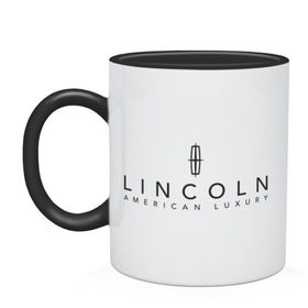 Кружка двухцветная с принтом Lincoln logo , керамика | объем — 330 мл, диаметр — 80 мм. Цветная ручка и кайма сверху, в некоторых цветах — вся внутренняя часть | lincoln | автобренды | автолюбителям | бренд | линкольн | логотип