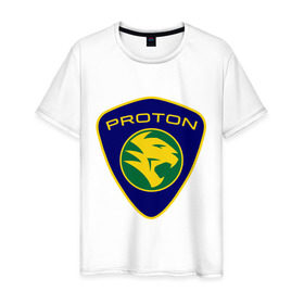 Мужская футболка хлопок с принтом Proton logo , 100% хлопок | прямой крой, круглый вырез горловины, длина до линии бедер, слегка спущенное плечо. | proton | автобренды | автолюбителям | бренд | для автовладельцев | для автолюбителей | логотип | протон