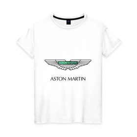 Женская футболка хлопок с принтом Aston Martin logo , 100% хлопок | прямой крой, круглый вырез горловины, длина до линии бедер, слегка спущенное плечо | aston martin | автобренды | автолюбителям | астин мартин | астон мартин | бренд | для автовладельцев | для автолюбителей | логотип
