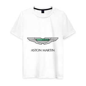 Мужская футболка хлопок с принтом Aston Martin logo , 100% хлопок | прямой крой, круглый вырез горловины, длина до линии бедер, слегка спущенное плечо. | Тематика изображения на принте: aston martin | автобренды | автолюбителям | астин мартин | астон мартин | бренд | для автовладельцев | для автолюбителей | логотип