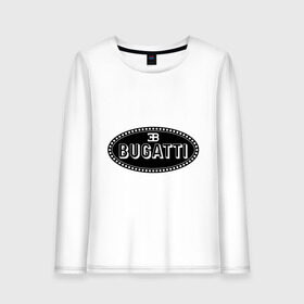 Женский лонгслив хлопок с принтом Bugatti logo , 100% хлопок |  | bugati | bugatti | автобренды | автолюбителям | бренд | бугати | бугатти | для автовладельцев | для автолюбителей | логотип