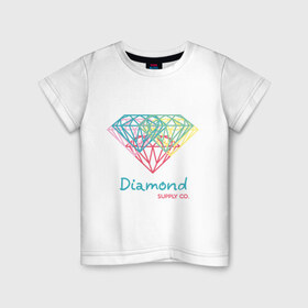 Детская футболка хлопок с принтом Diamond supply CO. Fullcolor , 100% хлопок | круглый вырез горловины, полуприлегающий силуэт, длина до линии бедер | diamond | swag | swag style | алмаз | бриллиант | одежда сваг | сваг | сваг стиль | свег | свог | свэг