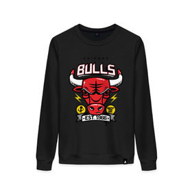 Женский свитшот хлопок с принтом Chicago bulls. Est 1966 , 100% хлопок | прямой крой, круглый вырез, на манжетах и по низу широкая трикотажная резинка  | chicago bulls | swag | swag style | икаго булз | одежда сваг | сваг | сваг стиль | свег | свог | свэг