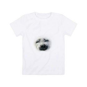 Детская футболка хлопок с принтом Пушистый морской котик , 100% хлопок | круглый вырез горловины, полуприлегающий силуэт, длина до линии бедер | животные | звери | мордочка | нос