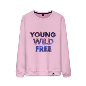 Мужской свитшот хлопок с принтом Young wild free , 100% хлопок |  | young wild free | интернет приколы | космическая тема | космос