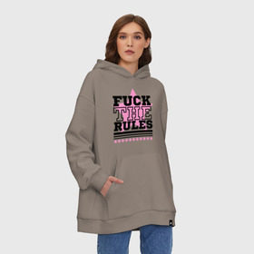 Худи SuperOversize хлопок с принтом Fuck the rules , 70% хлопок, 30% полиэстер, мягкий начес внутри | карман-кенгуру, эластичная резинка на манжетах и по нижней кромке, двухслойный капюшон
 | swag | swag style | одежда сваг | сваг | сваг стиль | свег | свог | свэг