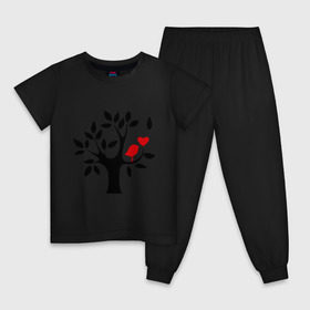 Детская пижама хлопок с принтом Птичка и дерево , 100% хлопок |  брюки и футболка прямого кроя, без карманов, на брюках мягкая резинка на поясе и по низу штанин
 | дерево | птичка | птичка и дерево