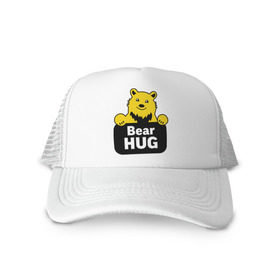 Кепка тракер с сеткой с принтом Bear Hug (медвежьи объятия) , трикотажное полотно; задняя часть — сетка | длинный козырек, универсальный размер, пластиковая застежка | bear hug | медвежьи объятия