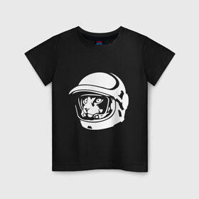 Детская футболка хлопок с принтом Кот космонавт , 100% хлопок | круглый вырез горловины, полуприлегающий силуэт, длина до линии бедер | космонавт | кот | коты | кошки | скафандр